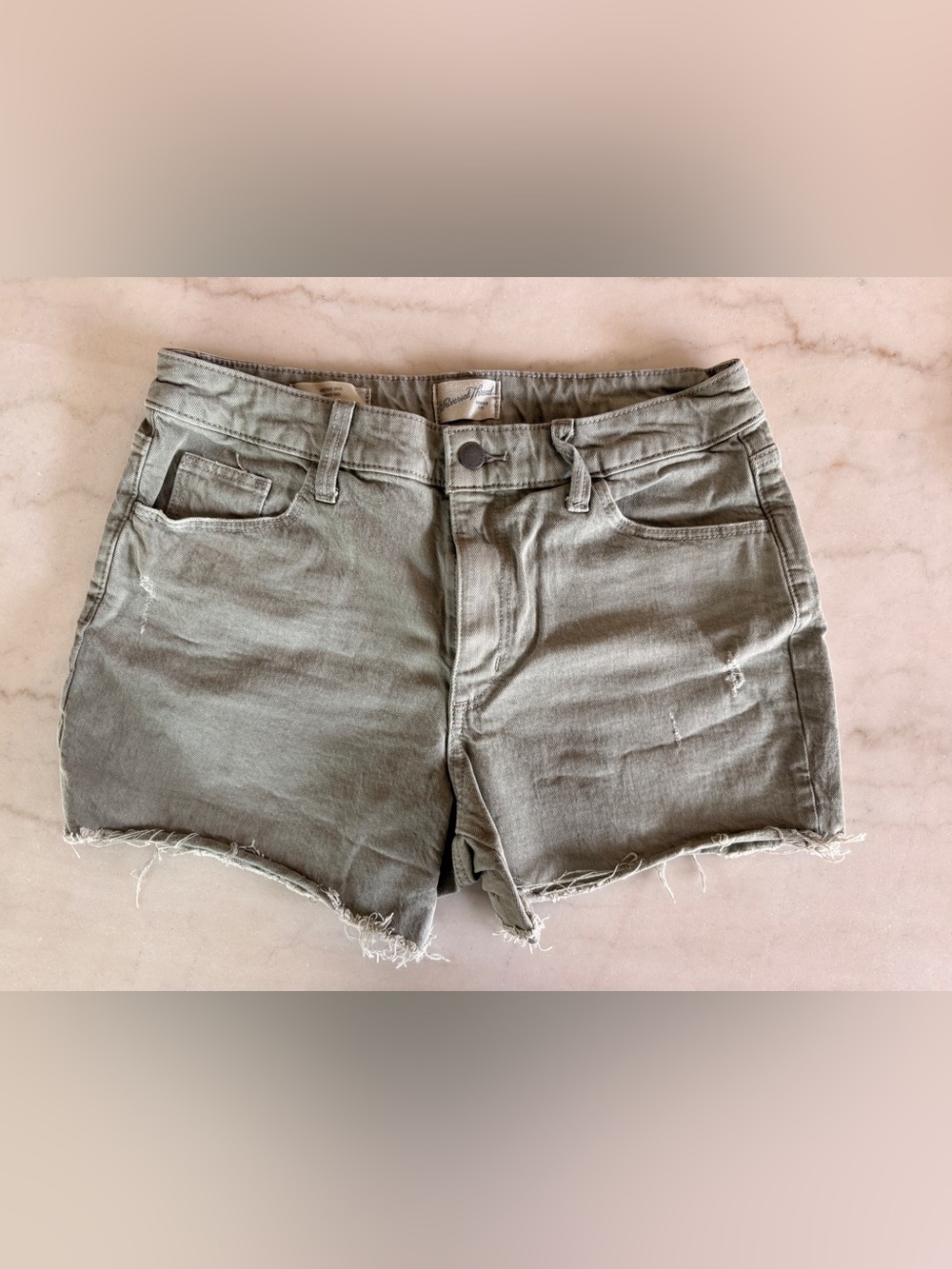 Universal Thread Olive Green Distressed Denim Shorts